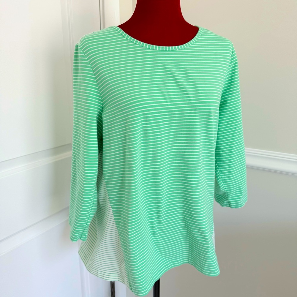 Denim & Co. striped scoop neck 3/4 sleeve top